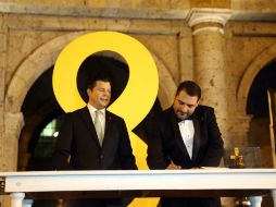 El dirigente saliente del CCEJ, Jesús Eduardo López y Juan Alonso Niño Cota. EL INFORMADOR / M. Vargas