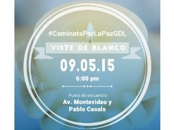 La caminata nace de la iniciativa de las familias tapatías, y tienen el objetivo de unirse en un símbolo de paz. FACEBOOK / Paz GDL