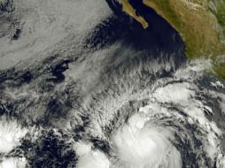 Así se ve 'Andrés' desde el espacio. La tormenta tropical toma fuerza frente a las costas de Colima y Jalisco. AFP /