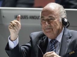 El actual presidente de la FIFA, Joseph Blatter, en el tradicional discurso de apertura de la sesión. AFP / F. COFFRINI
