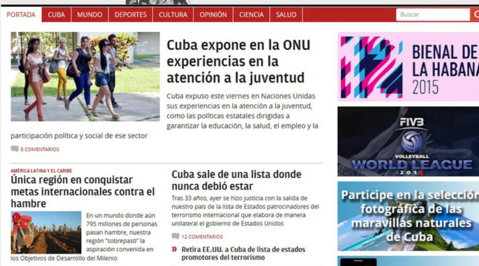 El diario asegura que Cuba jamás perteneció a esa lista y así titula el artículo. ESPECIAL / granma.cu
