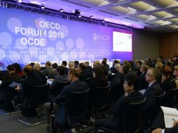 Luis Videgaray, secretario de Hacienda, participa en el panel organizado por la OCDE. AFP / B. GUAY