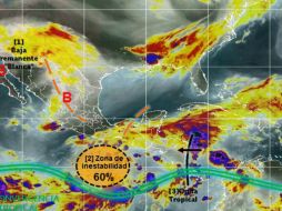 La onda tropical tiene vientos máximos sostenidos de 45 kilómetros por hora y se desplaza hacia el noroeste. ESPECIAL / smn.conagua.gob.mx