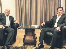 El alcalde electo de Guadalajara, Enrique Alfaro, y el gobernador de Jalisco, Aristóteles Sandoval, se reunieron ayer en Casa Jalisco. ESPECIAL /