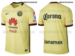 La playera de local seguirá siendo amarilla con la silueta de la manga en azul. ESPECIAL / footyheadlines.com