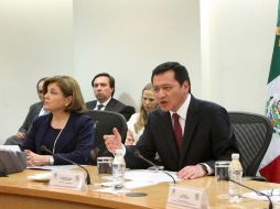 Miguel Ángel Osorio Chong, secretario de Gobernación, durante la comparecencia. NTX / G. Durán