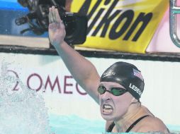 La estadounidense Katie Ledecky celebra después de ganar los 800m estilo libre en el Mundial de Kazán, en Rusia. AP / M. Sohn