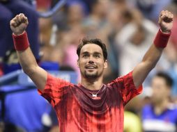 Fabio Fognini festeja su victoria en el US Open tras derrotar a Rafael Nadal. EFE / D. Murphy