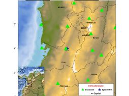 Según el SGC, el temblor ocurrió a las 18H14 locales. ESPECIAL / seisan.sgc.gov.co