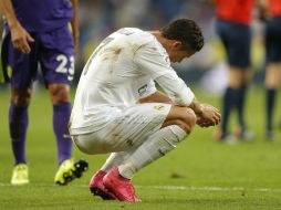 El delantero portugués del Real Madrid Cristiano Ronaldo, luego del resultado del partido de hoy. EFE / Ch. Moya
