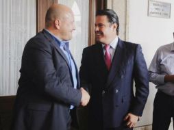 El gobernador de Jalisco y el alcalde tapatío se reunieron ayer en el Palacio de Gobierno. TWITTER / @EnriqueAlfaroR