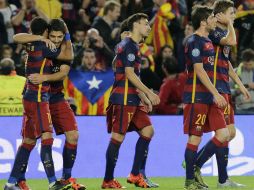 Antes del final del partido Suárez y Neymar fabricaron el 3-0. AFP / P. Barrena