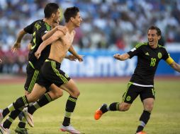 Jurgen Damm celebra el segundo gol para los aztecas. MEXSPORT / O. Alguilar