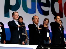 En el marco de la 18 Asamblea Nacional del partido, y acompañado por Felipe Calderón reiteró su llamado a la unidad partidista. NTX / B. Mondaca