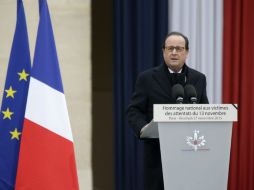 Durante su discurso, Hollande recordó a las numerosas víctimas de 17 países de todo el mundo, además de Francia. EFE / P. Wojazer