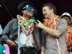 Norton asistió en La Paz al ritual indígena conocido como 'Challa' encabezado por Morales. AFP / A. Raldes