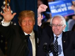 Trump y Sanders celebraron su victoria en la elección de Nueva Hampshire, que contó con una participación histórica de votos. AFP / J. Samad - J. Raedle