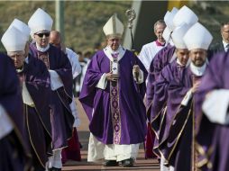 Al Papa Francisco le restan dos eventos en Morelia, el primero en la Catedral y luego en el estadio José María Morelos y Pavón. EFE / A. Di Meo