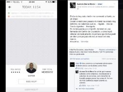 Junto con el relato, la usuaria compartió la imagen del chofer en el sistema Uber en señal de reconocimiento a su labor. FACEBOOK / UberMexico