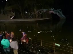 Los espectadores lanzaron sillas al agua para manifestar su enojo. TWITTER / @selalonzo
