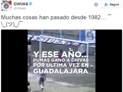El mensaje original de Chivas (imagen) fue contestado con creatividad por los de la UNAM. TWITTER / @Chivas