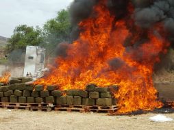 Además, se quemaron 18 kilos de semilla de mariguana, seis unidades de metilfenidato, 14 plantas de amapola y psicotrópicos. ESPECIAL /