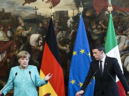 Angela Merkel, canciller alemana y Matteo Renzi, primer ministro italiano. EFE /