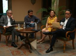 Enrique Ibarra, secretario del Ayuntamiento, Harold Dutton y Mónica Montaño, académicos; y Gonzalo Sánchez, vocero del Gobierno estatal EL INFORMADOR / P. Franco