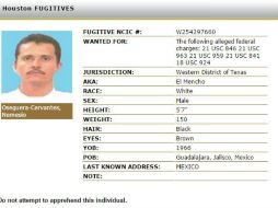 Oseguera Cervantes completa la lista de los más buscados por la DEA, y es requerido en Texas. ESPECIAL / www.dea.gov