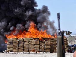 La quema se realizó ante representantes de la dependencia, quienes comprobaron el peso de los enervantes. NTX / ARCHIVO