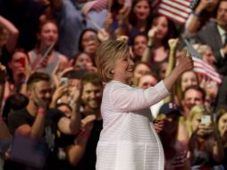 'Las barreras pueden superarse. La justicia y la igualdad pueden ganar', dijo Clinton. AFP / T. Clary