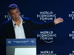 Juan Manuel Santos, presidente de Colombia. El Foro Económico Mundial en América Latina que se celebra en Medellín. AFP / P. Arboleda