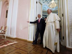 Este viernes, Francisco es recibido por el presidente de la República de Armenia, Serge Sargsián, en la capital Ereván. AP / A. Medichini