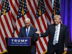 Trump dedicó más tiempo a mencionar sus victorias e incluso a promover su nuevo hotel en Washington, que a presentar a Pence. EFE / J. Szenes