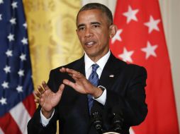 El presidente habla en conferencia de prensa en la Casa Blanca sobre los hechos iniciados este lunes. AP / P. Martinez