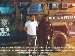 Al momento de su aprehensión no se realizaron disparos y estaba con otras tres personas a quienes les aseguraron armas y vehículos. ESPECIAL / Policía Federal