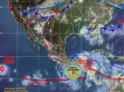 El sistema actualmente se localiza a 45 kilómetros al noreste de Balancán, Tabasco. TWITTER / @conagua_clima