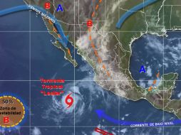 El fenómeno natural se localiza al sur-suroeste de la península de Baja California y trae consigo lluvias intensas. TWITTER / @conagua_clima