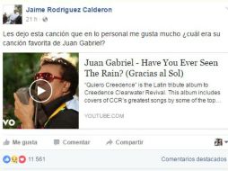 El mandatario publicó en redes sociales un mensaje alusivo al fallecimiento del cantante. FACEBOOK / Jaime Rodriguez Calderon