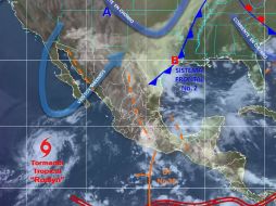 'Rosly' está a 918 km al oestesuroeste de Isla Socorro, Colima. ESPECIAL / smn.cna.gob.mx