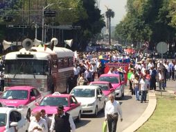 En la protesta participan más de dos mil 500 taxistas de Jalisco, Ciudad de México y el Estado de México, entre otros. SUN /