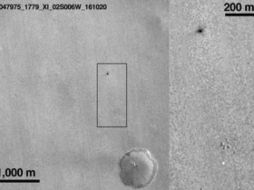 Unas fotografías tomadas por la NASA muestran una mancha negra en la zona de Marte donde la sonda debía haber descendido. ESPECIAL / www.esa.int