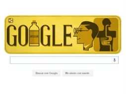 Google coloca la figura de perfil de Grant Banting y en tonalidades color mostaza intercala su nombre entre un frasco de la insulina. ESPECIAL / google.com.mx