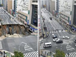 Autoridades no explicaron la causa del boquete; se sospecha que fue debido a recientes obras para construir un metro. AFP /