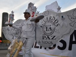 A la manifestación también se sumaron los miembros del 'Campamento por la paz'. AFP / D. Sánchez