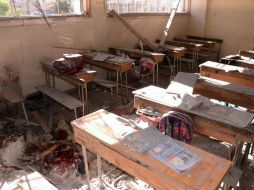 Uno de los proyectiles impactó en una sala de la escuela Al Forqan. AFP / G. Ourfalian