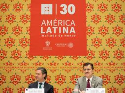 Durante el evento, Aurelio Nuño estuvo acompañado por Tonatiuh Bravo, rector general de la Universidad de Guadalajara. EL INFORMADOR / P. Pérez-Franco