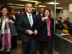 Los alcaldes salieron del Hotel Hilton, sede de las actividades de la cumbre para caminar por la Alameda Central. TWITTER / @ManceraMiguelMX