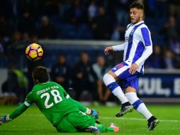 Rui Pedro anota el tanto de la victoria para los Dragones. AFP / M. Riopa