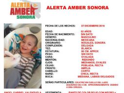 Ángel, de dos años de edad, con padecimiento de hidrocefalia, fue reportado como extraviado el 7 de diciembre. TWITTER / @AmberSonora